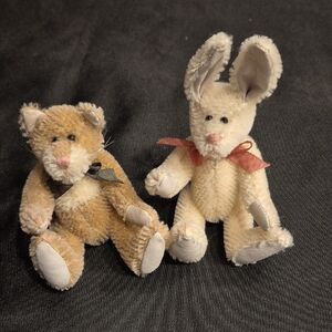 Boyds Bear Mohair Collection Set Of 2 , One Is A Rabbit And One Is a Cat